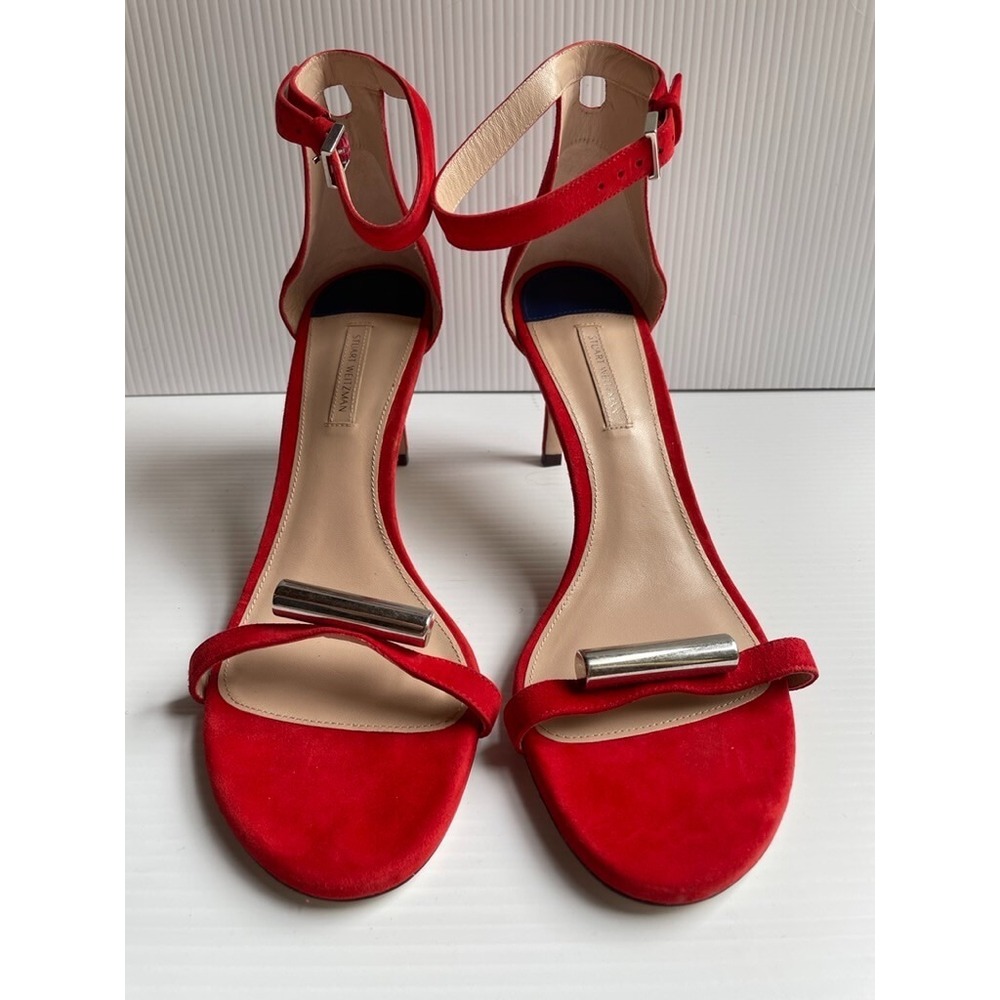 Stuart Weitzman Nudist 75 Cylinder Sandal Red Suede Size US 10 M NWT - Picture 2 of 8